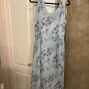 Floral Sleeveless Dress in Light Blue and Purple